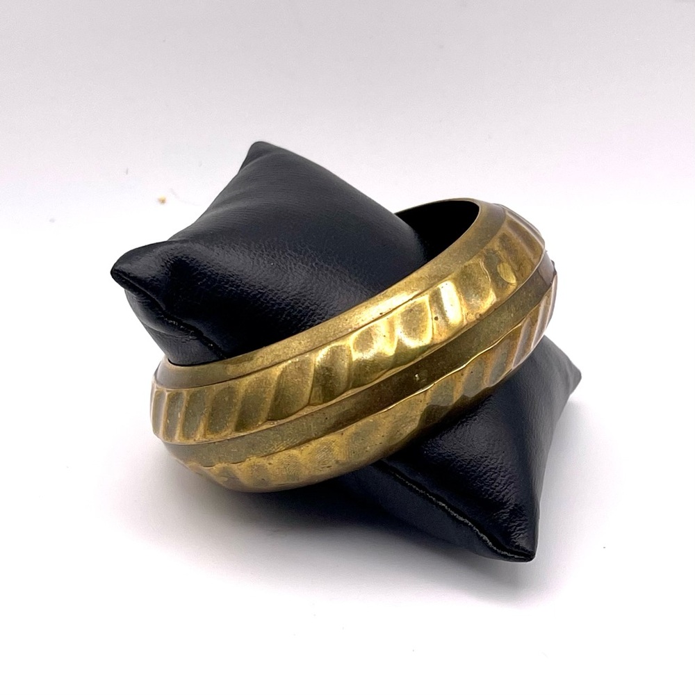 Vintage Statement Solid Brass Bangle Bracelet Boh… - image 6